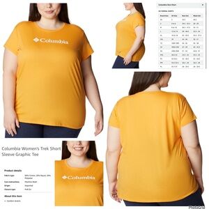 Columbia 3X plus size mustard yellow trek graphic tee NWT